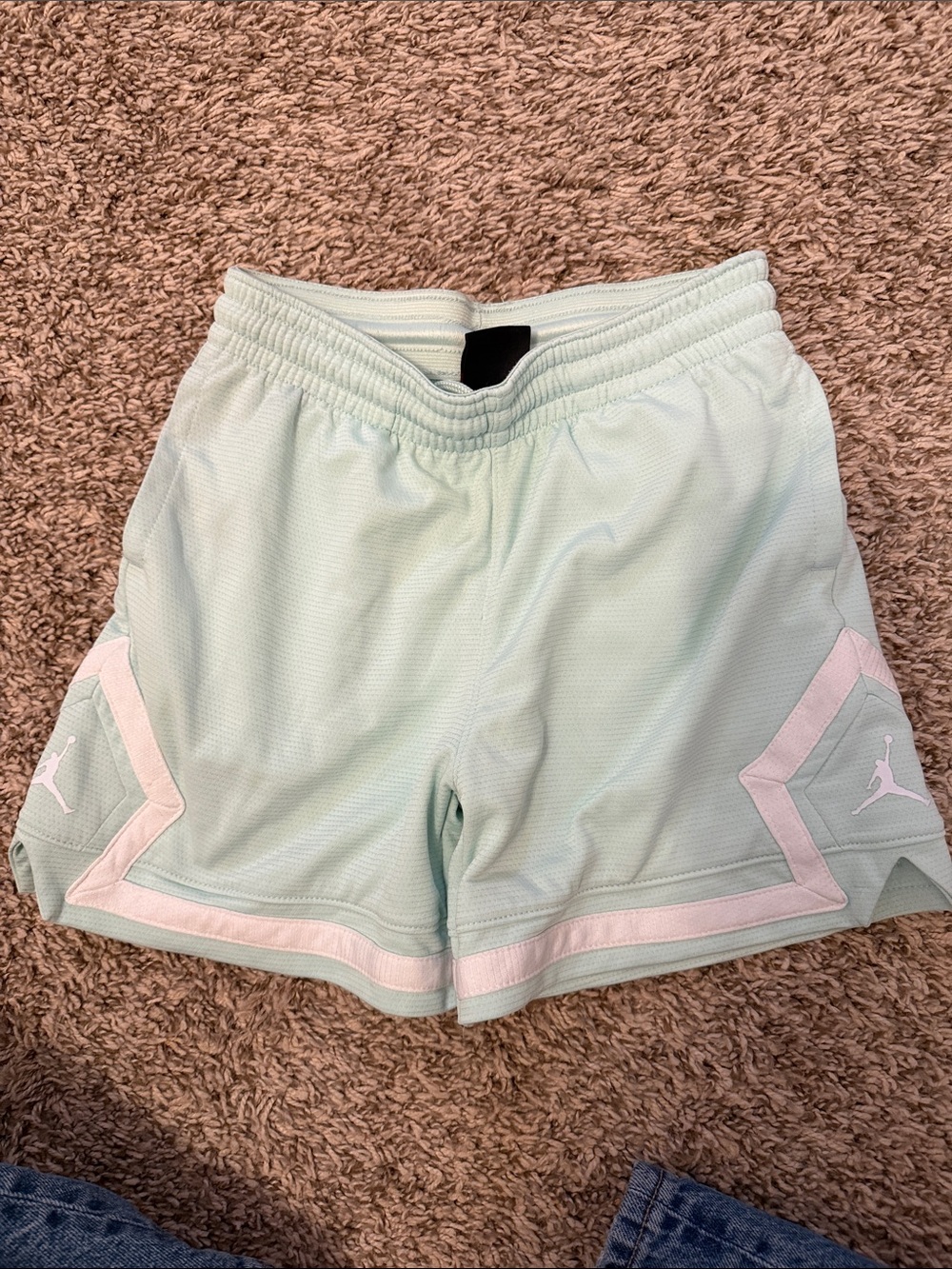 Jordan girls Mint Green Athletic Basketball Shorts with White Trim